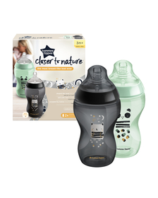Biberon decorat Tommee Tippee, 340 ml, 2 buc, baieti