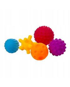 Bocioland - Set mingi senzoriale colorate, Pentru bebelusi, 5 piese