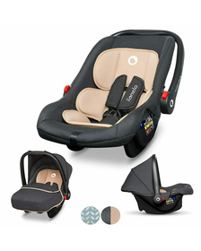Lionelo - Scaun auto Noa Plus Sand, 0-13 Kg, Cu maner reglabil, Cu husa de picioare, Cu capotina, Cu salteluta cu doua fete, Conform cu standardul european de securitate ECE R44/04, Bej