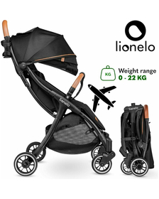 Lionelo - Carucior sport Julie One, De la nastere, Cu accesorii, Cadru din aluminiu, 0-22 kg, Negru