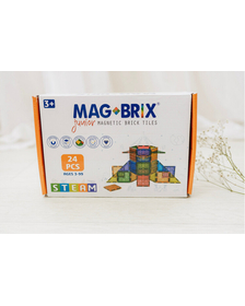 Set magnetic Magbrix Junior 24 piese patrate - compatibil cu caramizi de constructie tip Lego Duplo