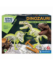 DESCOPERA DINOZAURUL T-REX & TRICERAPTOR FLUO STIINTA SI JOACA