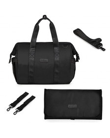 Geanta multifunctionala pentru parinti Inger, Onyz Leather, Negru, Skiddou