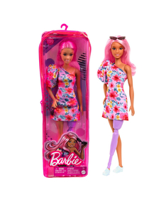 PAPUSA BARBIE FASHIONISTA CU PAR ROZ SI PICIOR PROTETIC