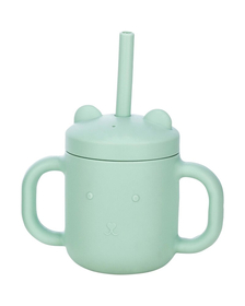 Cana din silicon fara BPA, Cu manere, Cu pai, 6 luni+, FreeON, Mint