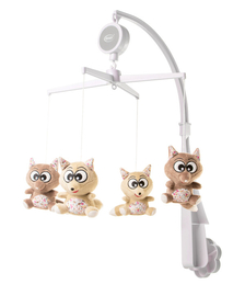 Carusel cu melodii 4Baby MUSICAL MOBILE Vulpi Maro/Bej F08