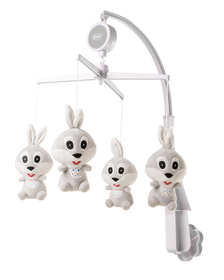 Carusel cu melodii 4Baby MUSICAL MOBILE Iepurasi Gri R08
