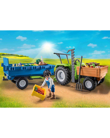 Playmobil - Tractor Cu Remorca Si Muncitor