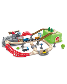 Jucarie din lemn - Set tren constructii (50 piese)