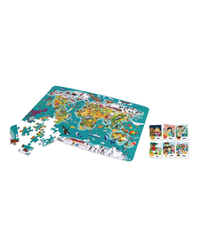 Puzzle pentru copii 2 in 1 in jurul lumii (100 piese)