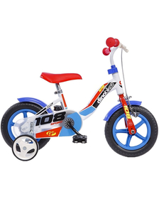 Bicicleta copii Dino Bikes 10", 108 Sport alb si albastru cu frana