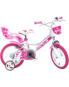 Bicicleta copii Dino Bikes 14 Little Heart alb si roz