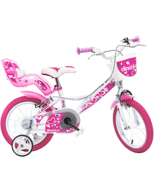 Bicicleta copii Dino Bikes 16" Little Heart alb si roz