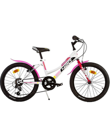 Bicicleta copii Dino Bikes 20 MTB fete Sport alb cu 6 viteze