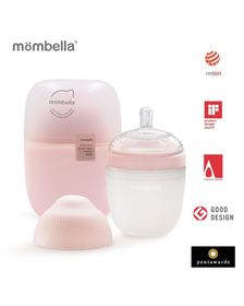 Biberon Anticolici Mombella Breast-Like, 210ml, Tetina M flux mediu, 100% Silicon, Old Roze