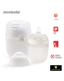 Biberon Anticolici Mombella Breast-Like, 210ml, Tetina M flux mediu, 100% Silicon, Ivory