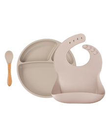 Set de hranire BWL II Minikoioi, 100% Premium Silicone – Bubble Beige