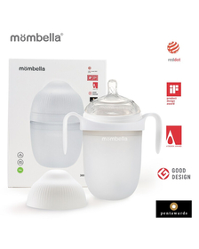 Biberon Anticolici Mombella Breast-Like, 300ml, Tetina 360° XL Flux Consistent, 100% Silicon, Ivory