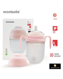 Biberon Anticolici Mombella Breast-Like, 300ml, Tetina 360° XL Flux Consistent, 100% Silicon, Old Roze