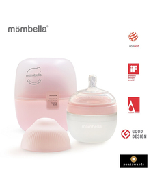 Biberon Anticolici Mombella Breast-Like, 120ml, Tetina S flux lent, 100% Silicon, Old Roze