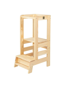 Inaltator Learning Tower Ajustabil, Ajutor de bucatarie MeowBaby  , lemn natur