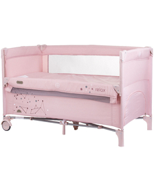 Patut pliabil Chipolino Relax rose linen cu laterala culisanta