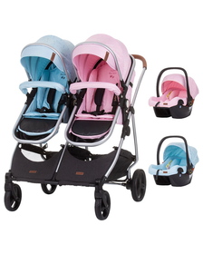 Carucior gemeni Chipolino Duo Smart 3 in 1 rose water sky
