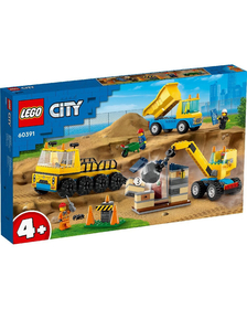 LEGO CITY CAMIOANE DE CONSTRUCTIE SI MACARA CU BILA PENTRU DEMOLARI 60391