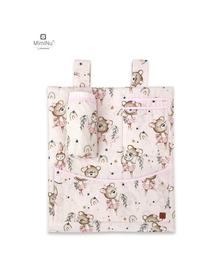 MimiNu - Organizator pentru patut si leagan, Din bumbac certificat Oeko Tex Standard 100, Cu 3 compartimente, 53x46 cm, Design, Little Ballerina Pink