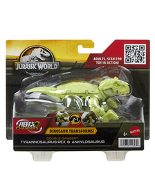 JURASSIC WORLD FIERCE CHANGERS DOUBLE DANGER DINOZAUR TRANSFORMABIL TYRANNOSAURUS REX SI ANKYLOSAURUS VERDE