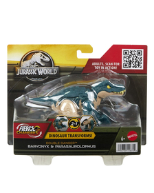 JURASSIC WORLD FIERCE CHANGERS DOUBLE DANGER DINOZAUR TRANSFORMABIL BARYONYX SI PARASAUROLOPHUS