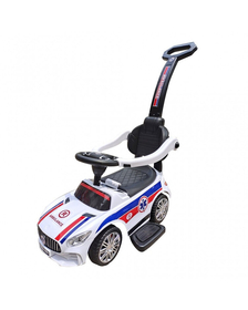 Masinuta premergator de ambulanta, ride on, cu maner parental, Baby Mix, alb