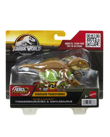 JURASSIC WORLD FIERCE CHANGERS DOUBLE DANGER DINOZAUR TRANSFORMABIL TYRANNOSAURUS REX SI ANKYLOSAURUS MARO