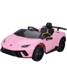 Masinuta electrica Chipolino Lamborghini Huracan pink cu scaun din piele si roti EVA