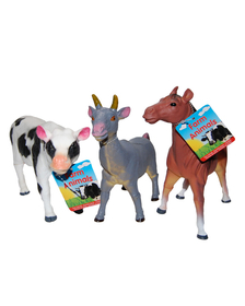Set 3 figurine din cauciuc animale domestice, Cal/Vaca/Capra, 20 - 24 cm