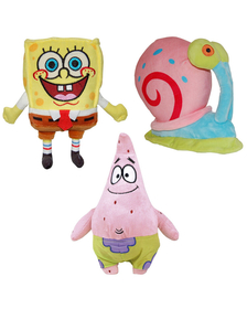 Set 3 jucarii din plus Spongebob 21 cm, Gary 15 cm si Patrick 25 cm