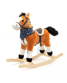Calut balansoar cu efecte de miscarea gurii si a cozii, cu efecte sonore de cowboy si galop, Baby Mix, maro deschis