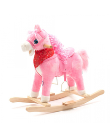 Calut balansoar cu efecte de miscarea gurii si a cozii, cu efecte sonore de cowboy si galop, Baby Mix, roz