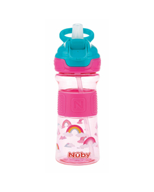 Nuby - Cana sport cu pai moale si pliabil, Din materialul ecologic tritan, Rezistenta, 360 ml, 3+ ani, Roz