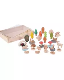 Set de 37 figurine din lemn pentru activitati educative Padurea