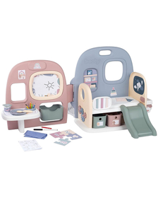 Centru de ingrijire pentru papusi Smoby Baby Care Childcare Center albastru roz cu accesorii