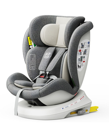 Scaun Auto Tweety Plus DELUXE BUF BOOF iSIZE CreamGrey cu Isofix rotativ 360 grade 40-150 cm