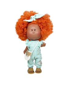 Papusa Nines D'Onil, Mia, cu parul portocaliu cret, Afro, cu articulatii, cu miros de vanilie, 30 cm