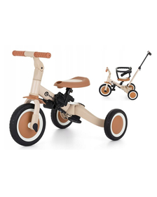 Tricicleta, Petite&Mars, Turbo, 5 in 1, Multifunctionala, Vehicul de impins, Bicicleta cu/fara pedale, Cu maner de ghidaj, Detasabil, Roti din cauciuc, Pana la 25 kg, 1.5-5 ani, Bej