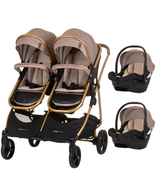Carucior gemeni Chipolino Duo Smart 3 in 1 golden beige