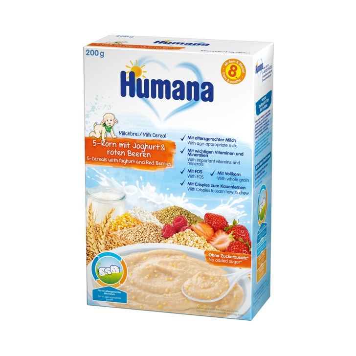 Cereale Humana cu 5 cereale, fructe si iaurt de la 8 luni 200 g