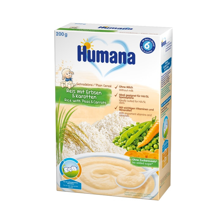 Cereale Humana fara lapte cu morcov si mazare de la 6 luni 200 g