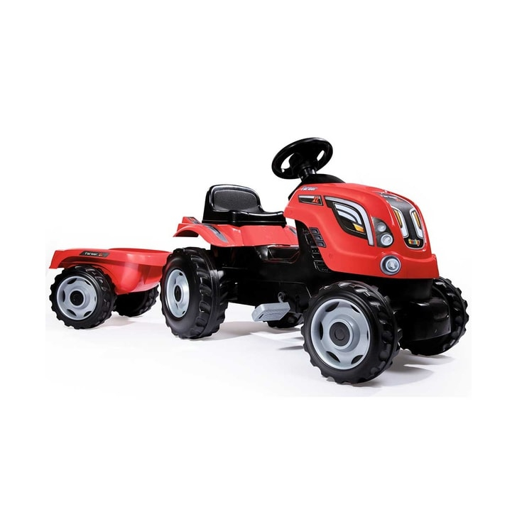 Tractor cu pedale si remorca Smoby Farmer XL rosu