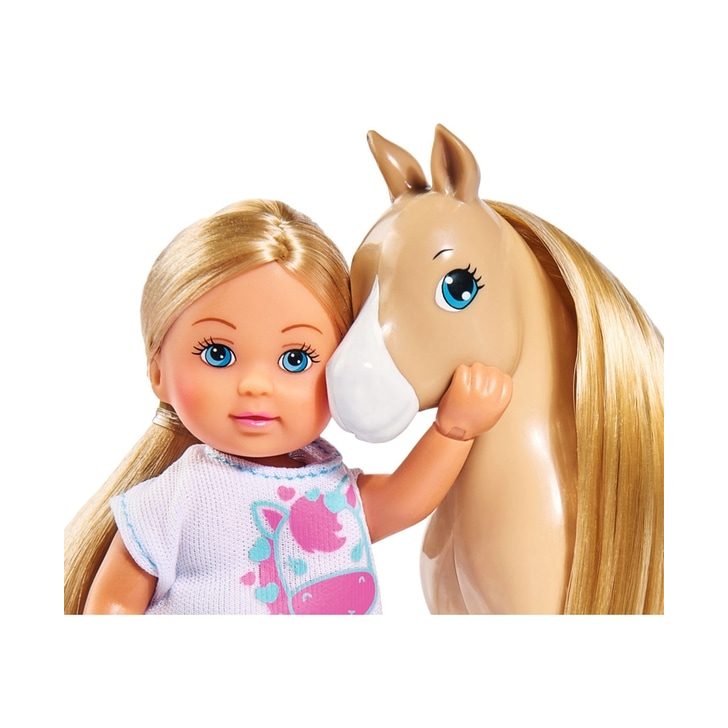 Papusa Simba Evi Love 12 cm Holiday Horse cu calut si accesorii