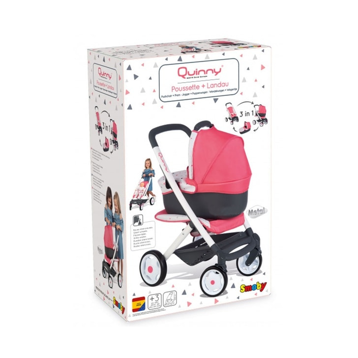 Carucior pentru papusi Smoby Quinny Combi 3 in 1 roz